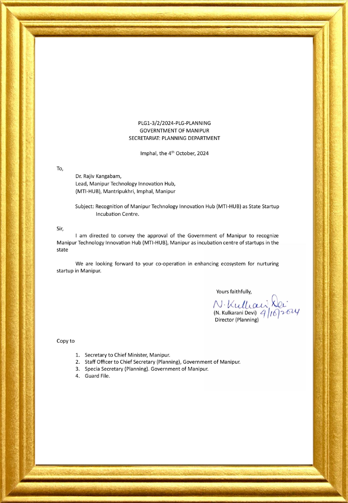 Recognition Letter